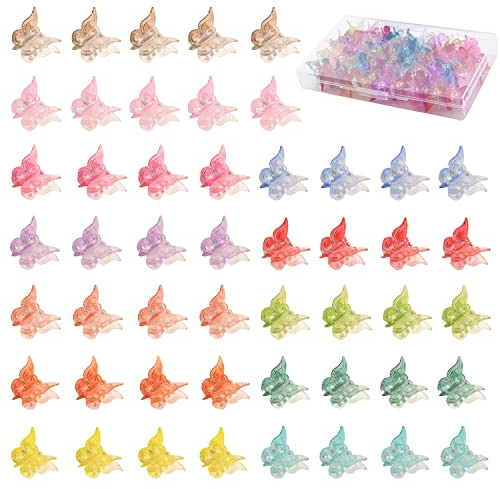 50 Schmetterling Mini Haarspangen für Mädchen & Frauen (mehrfarbig; Schmetterlingsform)