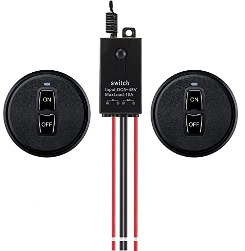 dstfuy 12v funkschalter,kabelloser Lichtschalter DC 5V/12V/24V/48/10A Mini Relais Wireless Lichtschalter Fernbedienung 328FT Langstrecken,für Deckenleuchten,Lampen(12V New)