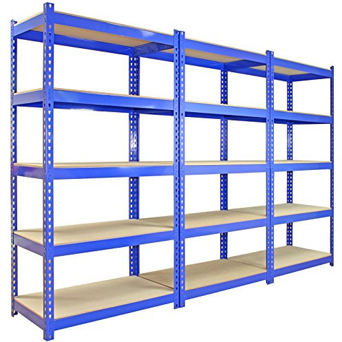 Panana 3 x 1.8m Garage Shelving Units Heavy Duty Racking Shelves for Storage 5 Tier (180KG Per Shelf), 900KG Capacity For Workshop, Shed, Office (Blue, 180x90x40cm)