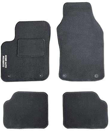 Auto Accessori Lupex | Juego de 4 Alfombrillas de Coche compatibles con 500 (dal 2013) con 4 Clips de fijación | Alfombras moldeadas de moqueta con Bordado en el Lado del Conductor