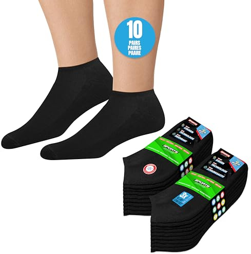 SOXCO 10 par ankelstrumpor män kvinnor osynliga strumpor, 10-pack, Svart, 46-49 EU