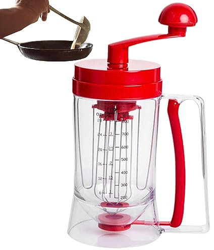 Distributeur de pâte à crêpes et cupcakes, 900 ml avec fonction d'agitation – Distributeur de pâte à gâteau, bec verseur, distributeur de pâte à gaufres pour crêpes