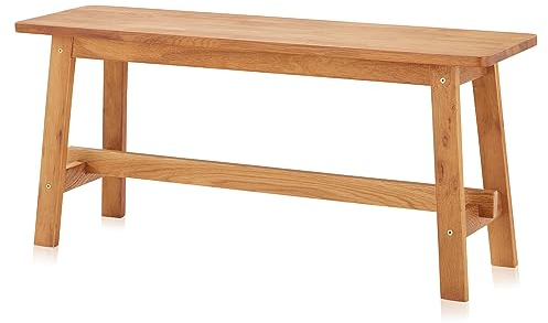 KHG Holzbank Sitzbank Flur Garderobenbank Schuhbank 100x45x29 cm - Eiche Holz Massiv bis 200 kg belastbar - Bettbank Landhausstil geölt