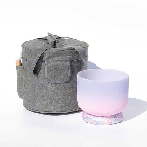 8/10-Zoll-Matt-Kristall-Sing-Schüssel Set, 7 Chakren Soundheilung Percussion mit Tragetasche, Seidenbrokat-Kissenring, Geschenk for Yoga-Meditation (Color : A, Size : 8 Inch)