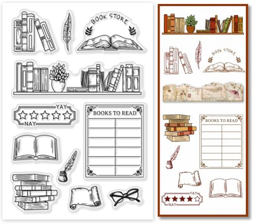 PH PandaHall Umfassendes Bücherregal Klare Stempel Bücher Silikon Transparente Gummistempel Für DIY Scrapbooking Kartenherstellung Lehrertag