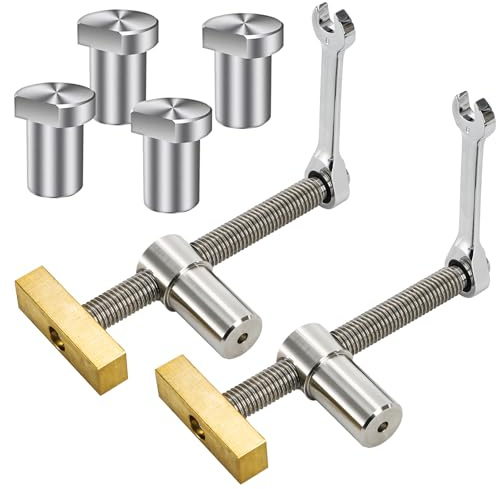 Nicunom 2 Pack Bench Dog Clamp, 3/4 Dog Hole Clamp with 4 Pack Bench Dogs, Adjustable Woodworking Clamps Workbench Stop Stainless Steel Brass