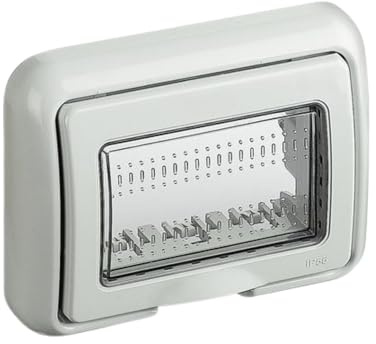 BRATEK Placca Stagna Compatibile con BTicino Matix Ip55 Grigio | Placca per Frutti Elettrici da Esterno con Coperchio - Made in Europe