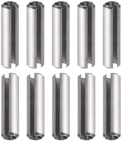 DTGN M6 x 50mm(DxL) Asolato Molla Perno - 10pz - Buono per Casa Macchina Fissaggio - 304 Inossidabile Acciaio Molla Perno Tensione Rullo Perno - Argento