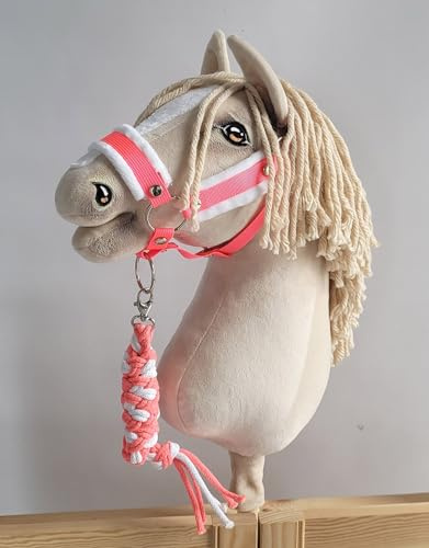 Strick für Hobby Horse mit Kordel - Neon pink/weiß