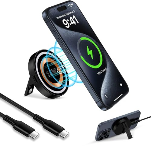 Magnetisches Wireless Charger Kabelloses Ladegerät Induktive Ladestation | 15W Mag safe Wireless Charger Pad für iPhone 17/16/15/14/13/12, Samsung Galaxy S26/S25/S24/S23/S22, Google Pixel 10 Pro 9 8 7