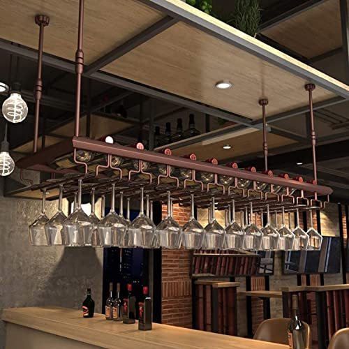 IBOWZ Deckenregal Decken Weinregal Decken-Eisen-Weinregale, Höhenverstellbar, Weinhalter aus Metall für Weingläser, Weinflaschenhalter, Regale für Bars, Küchen, Restaurants