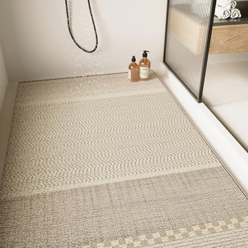 Große Duschmatte – rutschfest, Anti-Schimmel, Luffa, bequeme, weiche Badematte mit Ablaufloch, waschbar und schnell trocknend, Badezimmer-Bodenmatte, Massagefüße (Rosa, 45 x 70 cm)