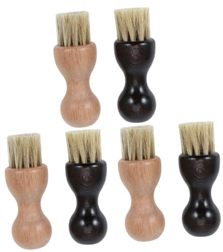 BESTYASH 6pcs Pig Hair Beech Handle Shoes Cleaning Brush for Polishing and Dedusting Multifunctional Floor Cleaner for Lacquer Wood and Log Surfaces