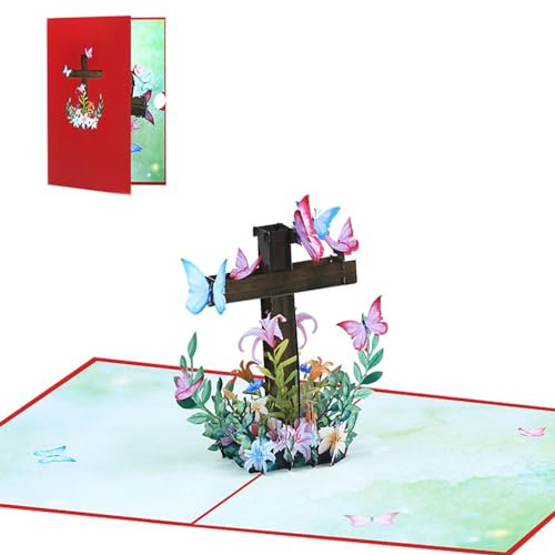 Ostern-Popup-Karten, 3D-Oster-Grußkarte, religiöse Kreuze, Osterkarte, Popup-Grußkarten mit Umschlag, für Damen und Herren