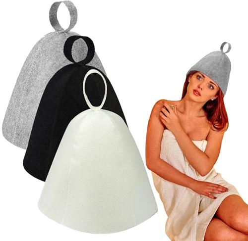 Saunahut,Sauna Hut,Filz Herren Mütze,Saunamütze Damen Filzhut,Hut Duschhaube Filz-Saunahut,Filzkappe Hat Lustig Mütz,Saunahüte (Schwarz, Weiß, Grau)
