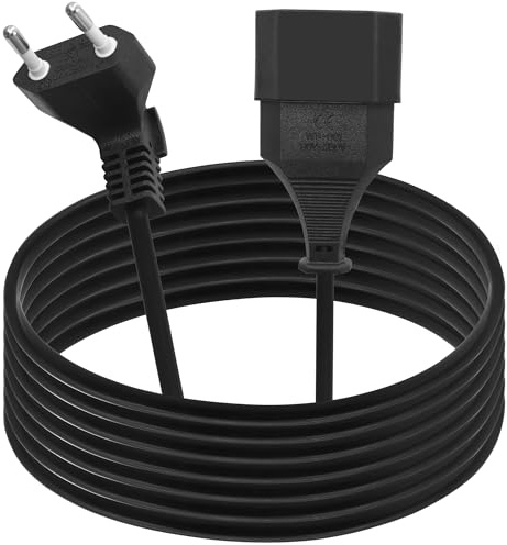 LANMINGLEL Câble d'extension Prise Euro 90 degrés, câble d'extension Court Prise de Type C Prise Euro sur Type C Euro, 2,5A 250V pour TV, Ordinateur, Moniteur, projecteur, électroménager (4M)