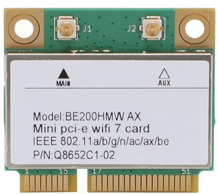 VBESTLIFE BE200HMW Mini PCI E WiFi 7 Carte, Bluetooth 5.4, 8774Mbps 2 Bande Gigabit sans Fil Carte Réseau pour pour Linux, pour Chrome OS (Pas d'antenne)
