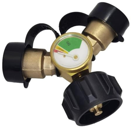 Propanes Tanks Connector Y Splitter Adapter with Color Code Gauge for Accurate Flows to Heaters and Grills Appliance