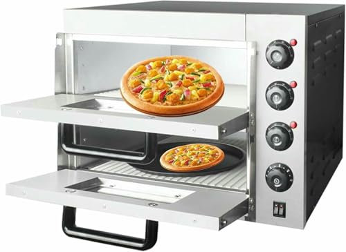 GZYHDC Pizza Controsoffitto Commerciale, Doppio Pavimento, Forno Elettrico in Acciaio Inossidabile da 3000 W con Pietra E Scaffale, Macchina per Pizza Interne Multi -Pizza per Ristorante.