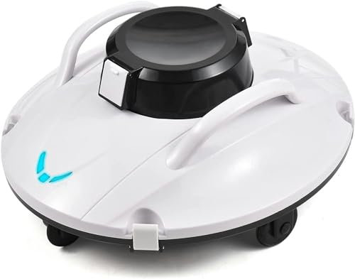 Pulitore automatico per piscina senza fili, aspirapolvere per piscina con durata di 130 minuti, indicatore LED, aspirazione potente con doppio motore, batteria ricaricabile per aspirazione, pareti e