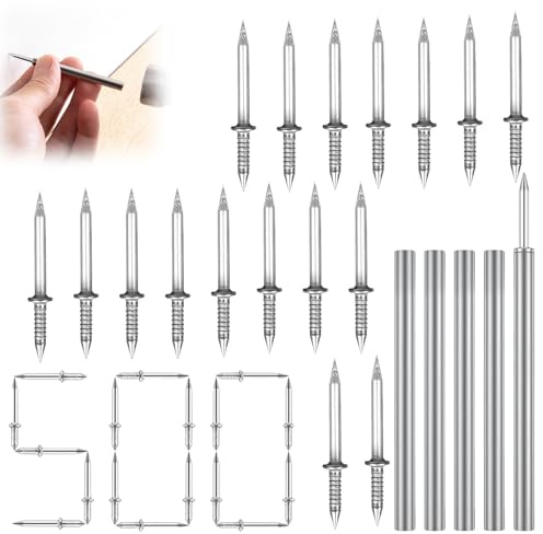 LUMOOM 500 piezas de clavos de doble cabeza para zócalos, hilo de doble cabeza sin costuras para zócalos, tornillos de seguridad invisibles incl. 5x herramienta de espaciadores para una fácil