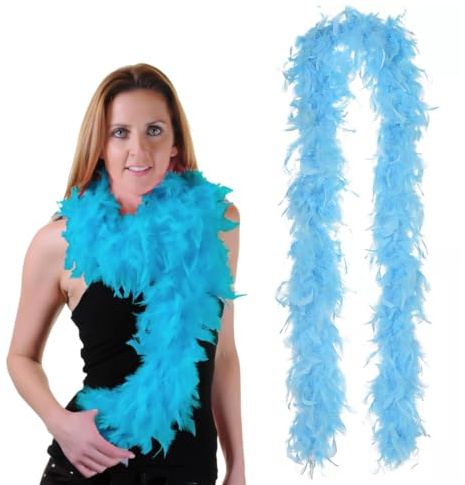 DOKRIN Boa,Strisce di piume di tacchino azzurro chiaro 2M/Sciarpa di piume grande, adatte per decorazioni nuziali e confezioni fai da te per bouquet