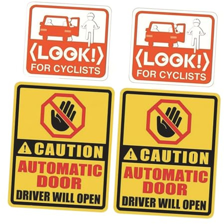 harayaa 4Pcs Automatic Door Sticker Vehicle Decals Automatic Sliding Door Warning Sticker Sign