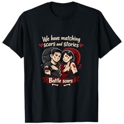 Motif Couple Amusant de Cicatrices et d'histoires Assorties T-Shirt