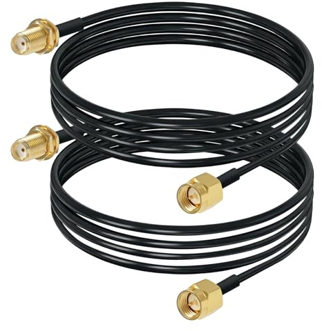 SMA Macho a SMA Hembra Montaje, en Mamparo Cable Extensión RG174, Cable Coaxial de Extensión de Antena Macho, Compatible Receptor Celular Móvil Módem Puerta de Enlace Enrutador 4G LTE,3 m (2 piezas)
