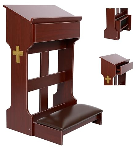 Faltbare Gebetsbank mit Schublade Gepolstert Kniehocker Zuhause Kirche | Klappbare Gebetskniebank mit weichem Kissen und Schublade, stabil & platzsparend, ideal für Kapelle, Meditation und Andacht