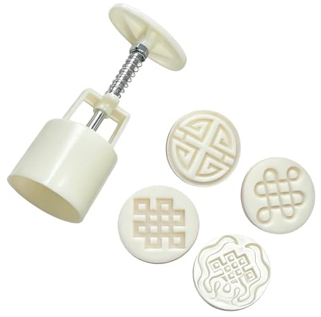 Hangsu Moldes de pastel de lunas en relieve de nudo chino, prensa manual de ABS para pasteles tradicionales, utensilios de cocina, festivales, equipo de horneado