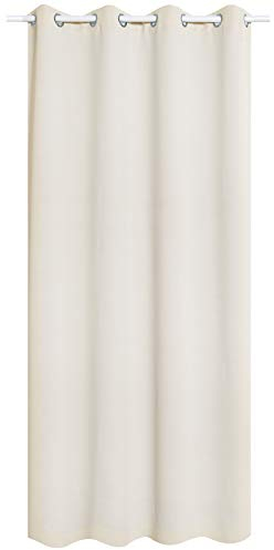 WOLTU Gardinen, Vorhang für Wohnzimmer Kinderzimmer, mit Ösen, Leicht & Weich, Wärmeisolierend, 140 x 225 cm, Creme