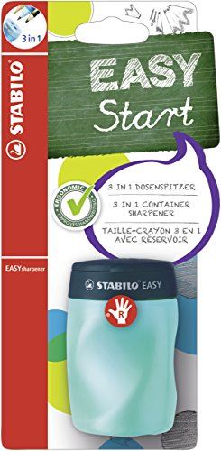 STABILO - Ergonomischer Dosen-Spitzer für Rechtshänder - EASYsharpener - 3 in 1 - petrol