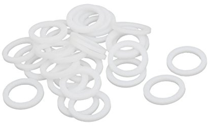 sourcing map 30St PTFE Flache Unterlegscheiben Dichtung 20mm AD Weiß | 14mm ID, 2mm Dicke