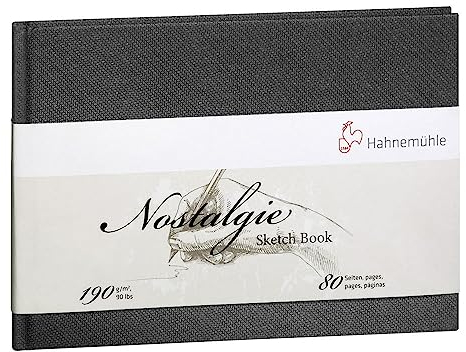 Hahnemühle Nostalgie Skizzenbuch, Premium Zeichenbuch, 190 g/m², naturweiß, 80 Seiten, DIN A5 - Portraitformat