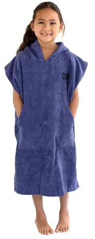 COR Surf Kinder Handtuch Poncho - Weicher, schnell trocknender Bade Poncho aus Mikrofaser, Kapuzenhandtuch mit Taschen, leicht und farbecht für Kinder von 3-8 Jahren, Kobaltblau, Einheitsgröße