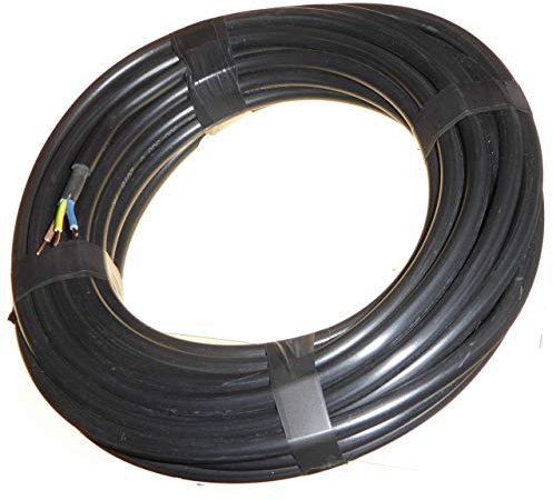 10 Metre 1.5mm 3 Core Outdoor Tuff Cable Ideal for Garden Electrical Lighting Pond Switches - Black Tough Heavy Duty PVC Cable - Solid Copper Cores - Same as Hi-Tuff - CYKY-J 450/750V up to 16A