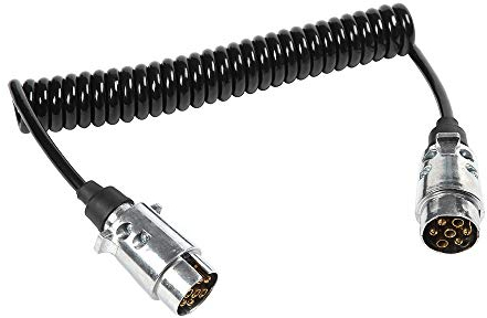 ETUKER Anhänger Verlängerungskabel 7 Polig, Anhängerkabel 7 Polig Aluminiumlegierung Anhänger Stecker Steckdose,12V Anhänger Verlängerungskabel Spiralkabel Adapter 2 Meter, Für Anhänger/LKW/RV/Cars