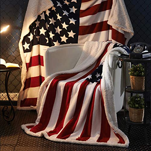 TBATM Flanell Decke, amerikanische Flagge warme Sofa Decke Sherpa weiche gemütliche Mittagspause TV Decke für Couch Stuhl Wohnzimmer Schlafzimmer,150x250cm