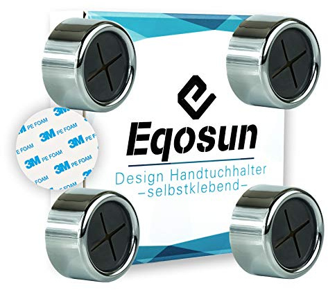 Eqosun® |Sonderedition 3M|Handtuchhalter Handtuchhalter, Geschirrtuchhalter, Handtuchhaken, Handtuchklemme, Geschirrtuchklemme selbstklebend ohne Bohren für Bad, Küche und Haushalt im 4er Pack
