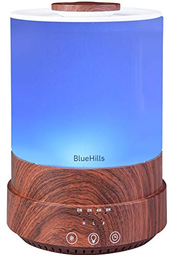 BlueHills Premium 2500 ML XL Essential Oil Diffusers - 30 Hr Run Aromatherapy Diffuser & Air Humidifier Mist for Large Room - 7 LED Colors Oil Diffuser Essential Oils for Home w/Auto Shut Off - F003