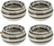 Set di 4 posacenere con coperchio (1 set da 4 posacenere da 13,5 cm), colore: grigio e bianco a righe