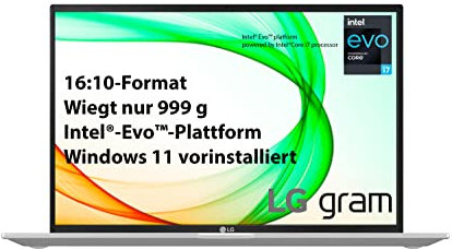LG gram (2021) 14Z90P-G.AA89G 14 FHD i7-1165G7 Iris Xe 16GB RAM 1TB SSD W11H (14Z90P-G.AA89G). Tecldo QWERTZ