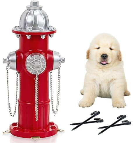Prefdo Dog Fire Hydrant Pee Post, Puppy Pee Post Training Statue, Indoor Outdoor Fire Hydrant Decor Figurines for Yard Art Garden Lawn, Gift for Fireman (14.5 inch)