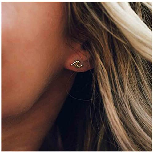Allereya Bohemia Winzige Welle Ohrringe Silber Ozeanwelle Ohrstecker Sommer Strand Meer Ohrringe Minimalistische Schmuck für Frauen und Mädchen Surfer Liebhaber Geschenke