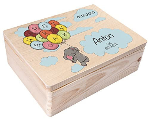 Creative Deco Personalisiert Kinder Geburtstag Geschenke für Mädchen und Junge Erinnerungsbox Holzkiste | Mehrere Motiv für Geburtstag | Individuelle Geschenk | Geschenkkiste Geschenkbox