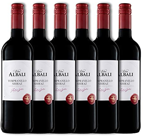 Viña Albali Vino Tempranillo Shiraz, Paquete de 6 Botellas de 750 ml, Total de 4500 ml