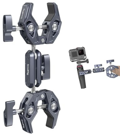 SMALLRIG Double Clamp Mount, Super Clamp Arm, for Chair, Pole, Tripod, C Stand, Handlebar, All Metal Max Load Capacity 3.5kg