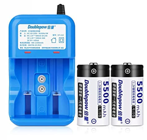 Batería Recargable Set No.1 Cargador Inteligente con 2 X No.1 D Baterías Calentador de Agua Estufa de Gas Batería