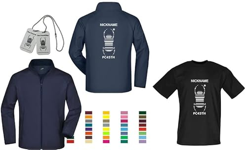 geo-versand Set Jacke + T-Shirt Travelbug Softshell Jacke Geocaching S-3XL Personalisierbar